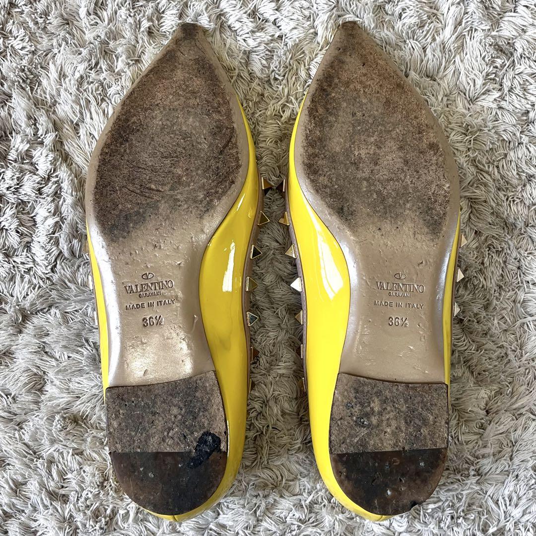 VALENTINO ロックスタッズ エナメル フラットパンプス 36.5