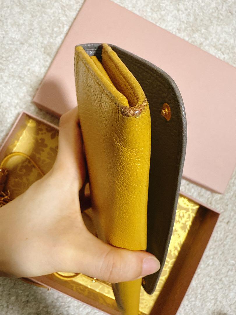 専用MIU MIU チェーンウォレット　グレー/イエロー 長財布
