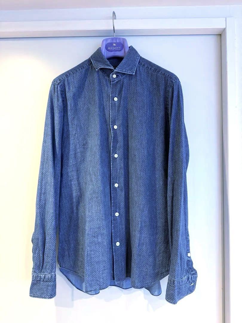 BARBA DANDYLIFE ドット柄デニムシャツ