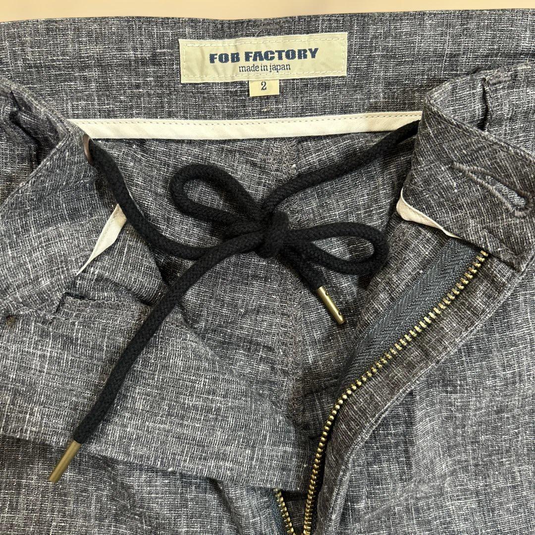 FOB FACTORY リネン混杢糸生地ストレートパンツ サイズ2 グレー系