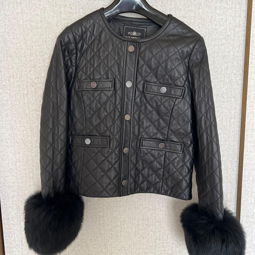 GRACE CONTINENTAL ブラックキルティングジャケット 38L GRACE CONTINENTAL