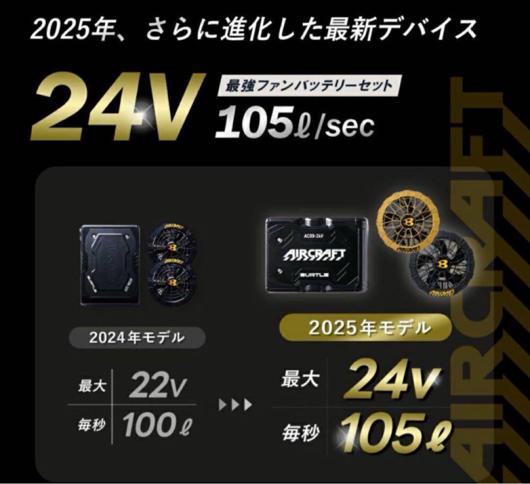バートル 2025年 空調服24Vメタリックレッドバッテリー&レッドファン