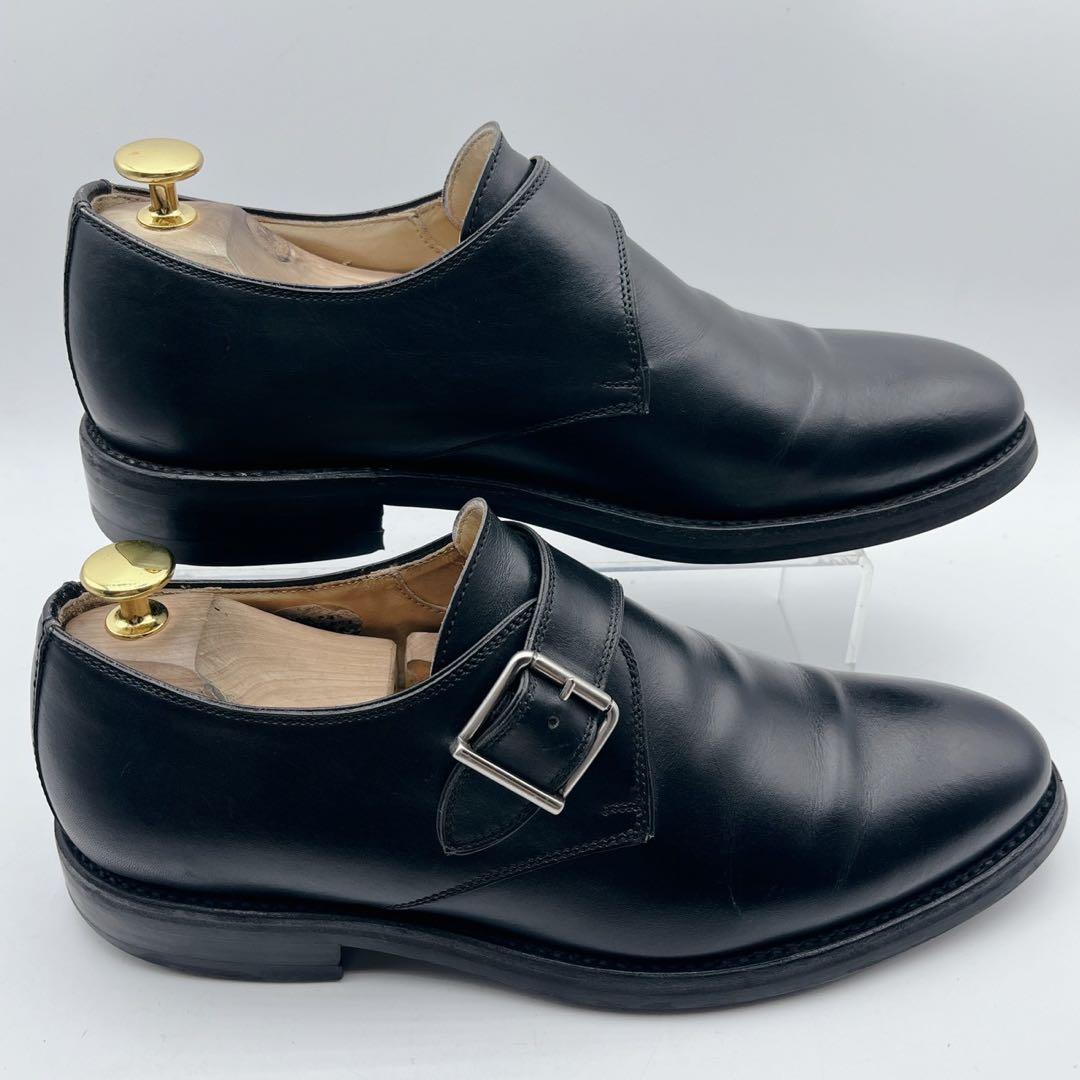 バーウィック 3569 プレーントゥ モンクシューズ 黒 6.5 25.5