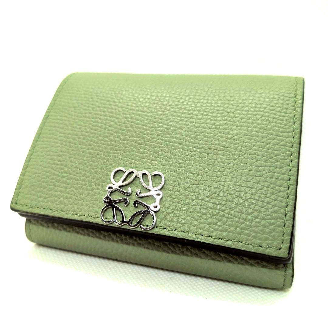 【極美品 人気色】ロエベ　アナグラム　三つ折り財布　トライフォールド　ローズマリ