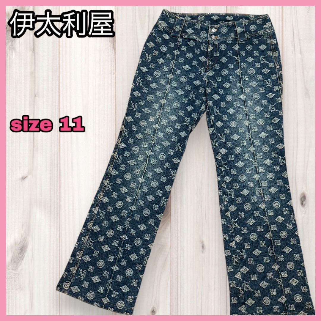 伊太利屋 GK ストレッチ ストレートパンツ デニム ジーンズ モノグラム