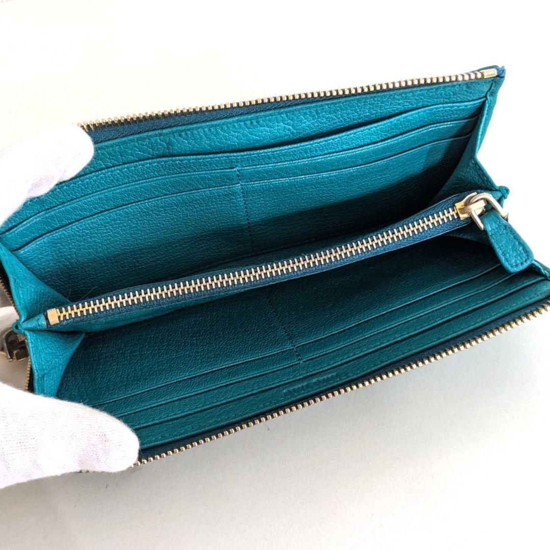 良品 ミュウミュウ エメラルド レザー 長財布 PRADA プラダ ブルー 緑 良品 ミュウミュウ エメラルド レザー 長財布 PRADA プラダ