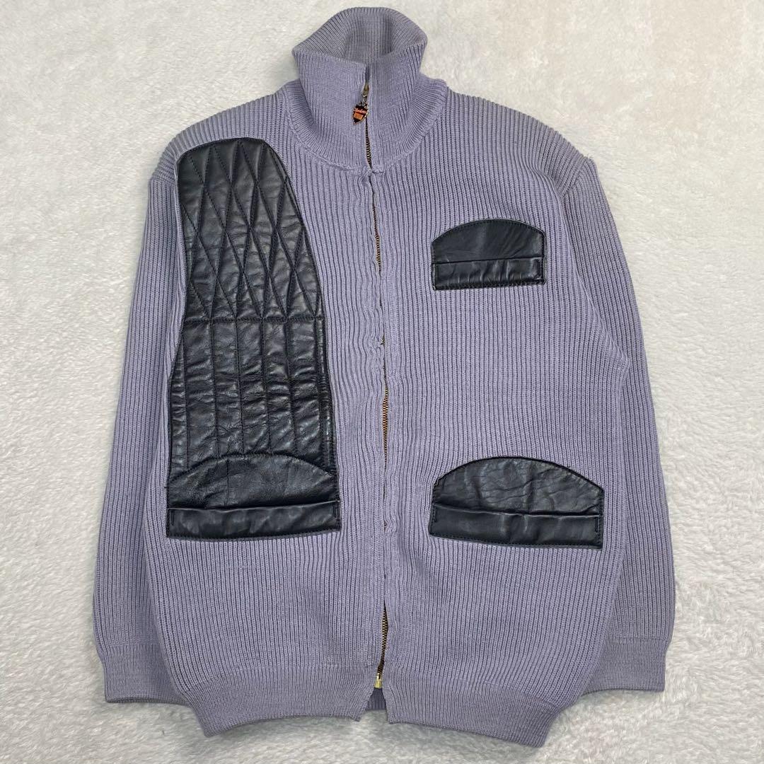 希少　60s SKOOKUM leather switching knit