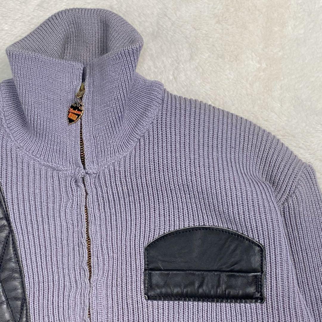 希少　60s SKOOKUM leather switching knit