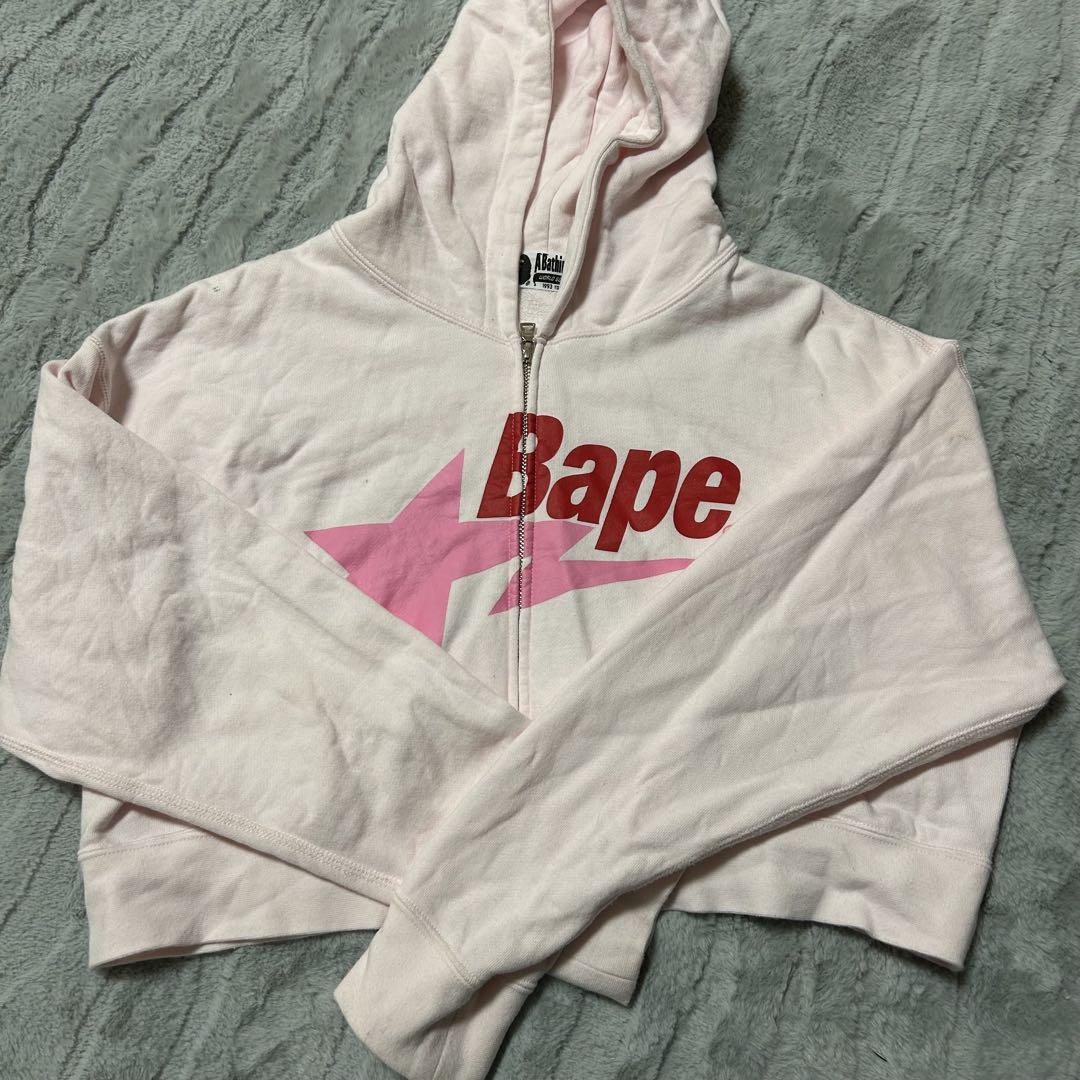 Bape ピンク クロップドパーカー