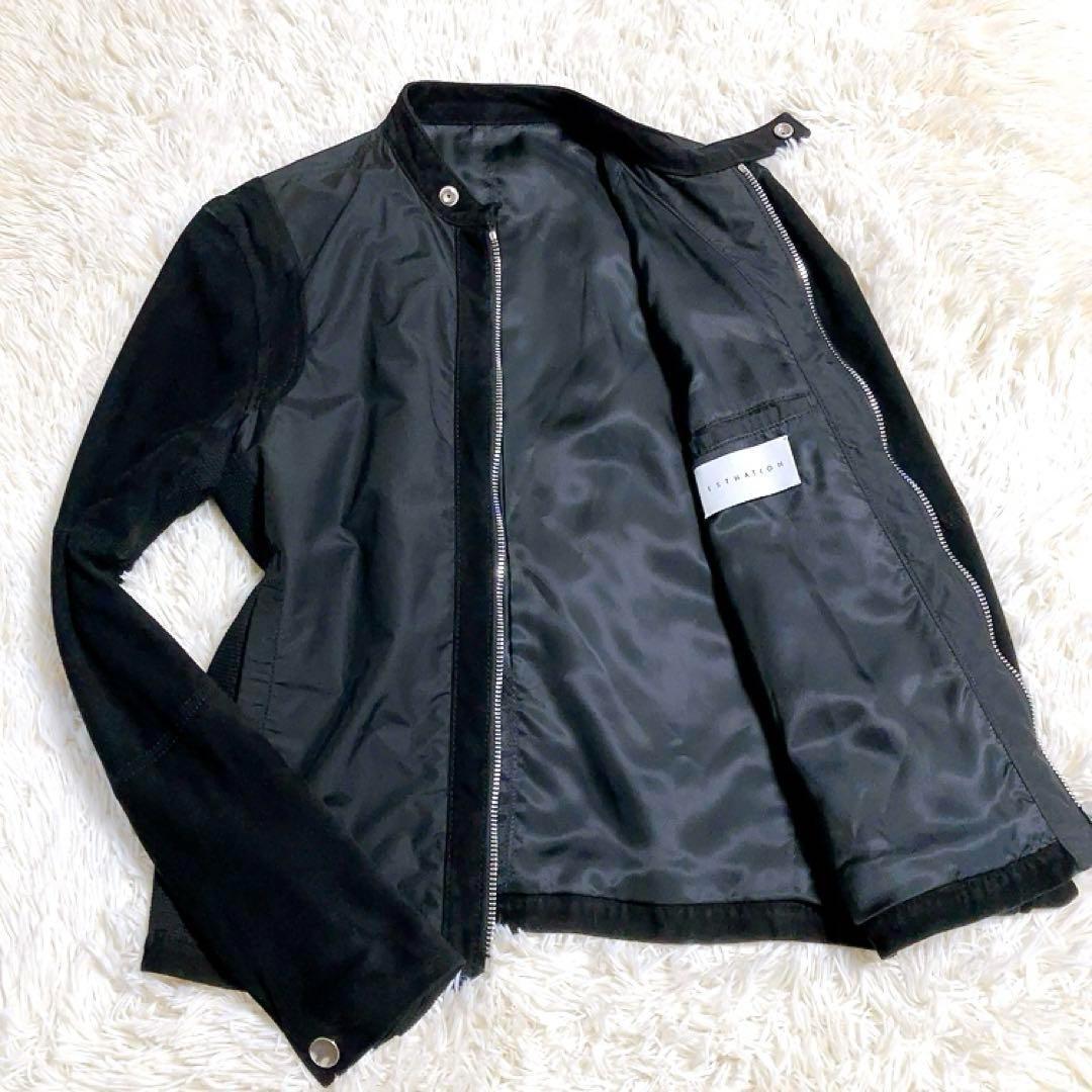 美品✨　エストネーション　ライダース　シングル　ラムレザー　ESTNATION 近年】ESTNATION レザー異素材コンビ シングルライダース M