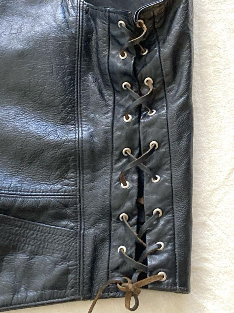 ハーレーダビッドソン USA製　レザー バイク ベスト　HARLEY  刺繍