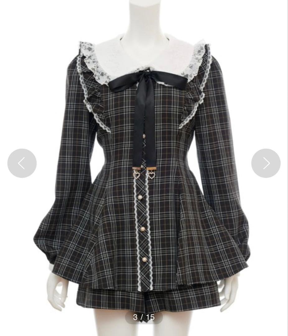 Secret Honeyレース襟チェック柄セットアップ　シーハニ