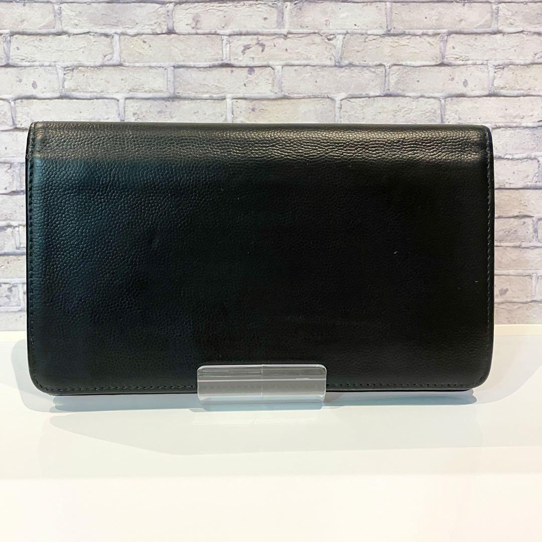 シャネル CHANEL 長財布　黒　シルバー金具