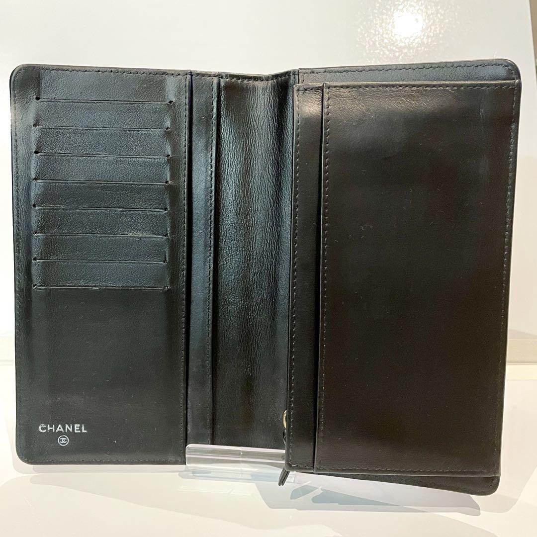 シャネル CHANEL 長財布　黒　シルバー金具
