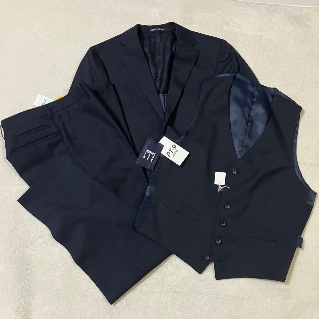 【未使用】パーソンズ フォー メン 3ピース スーツ ネイビー PT-9