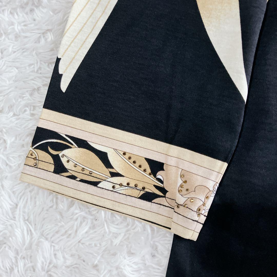 美品✨光沢感 レオナール カットソー トップス トリム 花 バラ ネイビー XL 美品✨光沢感 レオナール カットソー トリム 花 ライトストーン