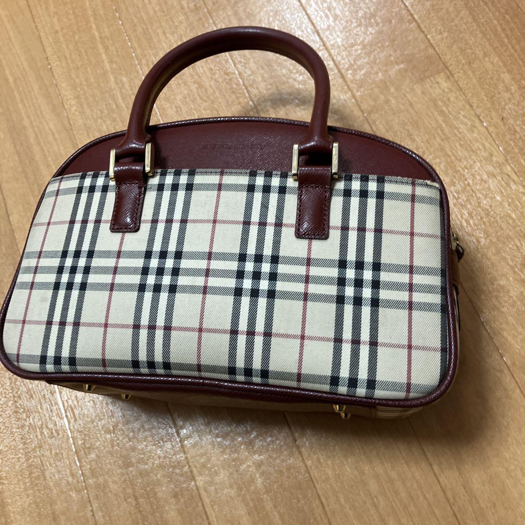 BURBERRY バーバリー ハンドバッグ ノバチェック 赤 ミニボストン