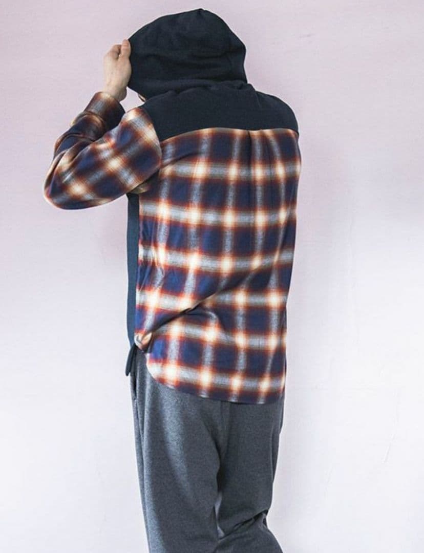 URAKE & OMBRE CHECK -HYBRID HOODY パーカー新品