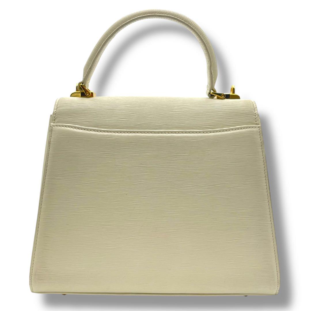 ハナエモリ トップハンドル ハンドバッグ サークルロゴ フォーマル アイボリー 良品✨ハナエモリ 2way ハンド ショルダーバッグ フォーマル