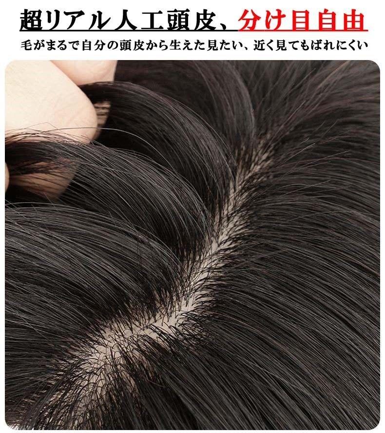 人毛100％ 部分ウィッグ ヘアピース  ナチュラルブラック前髪付き2個セット