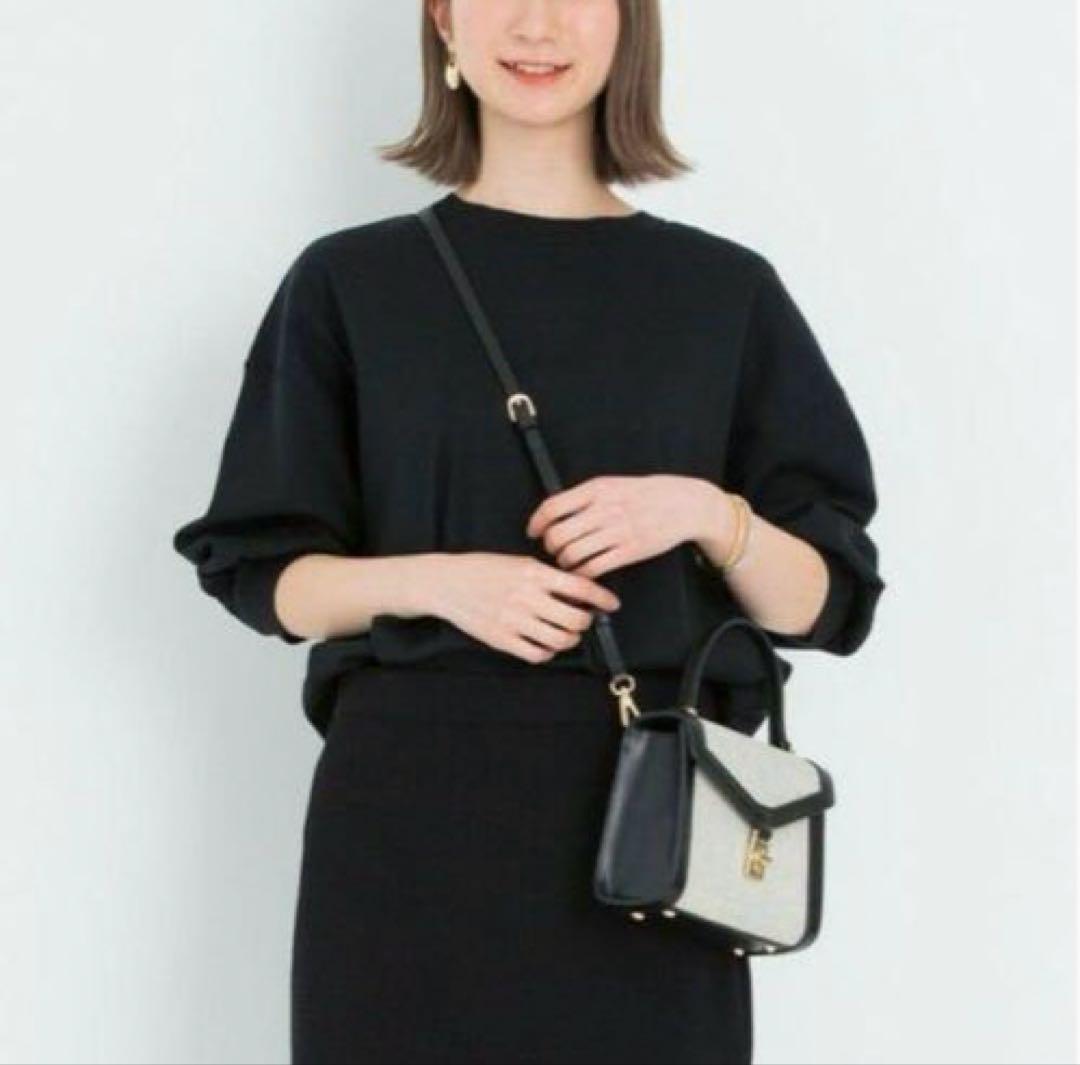 美品　完売商品23区　【洗える】シルキーフライスコンビ パフスリーブ トップス