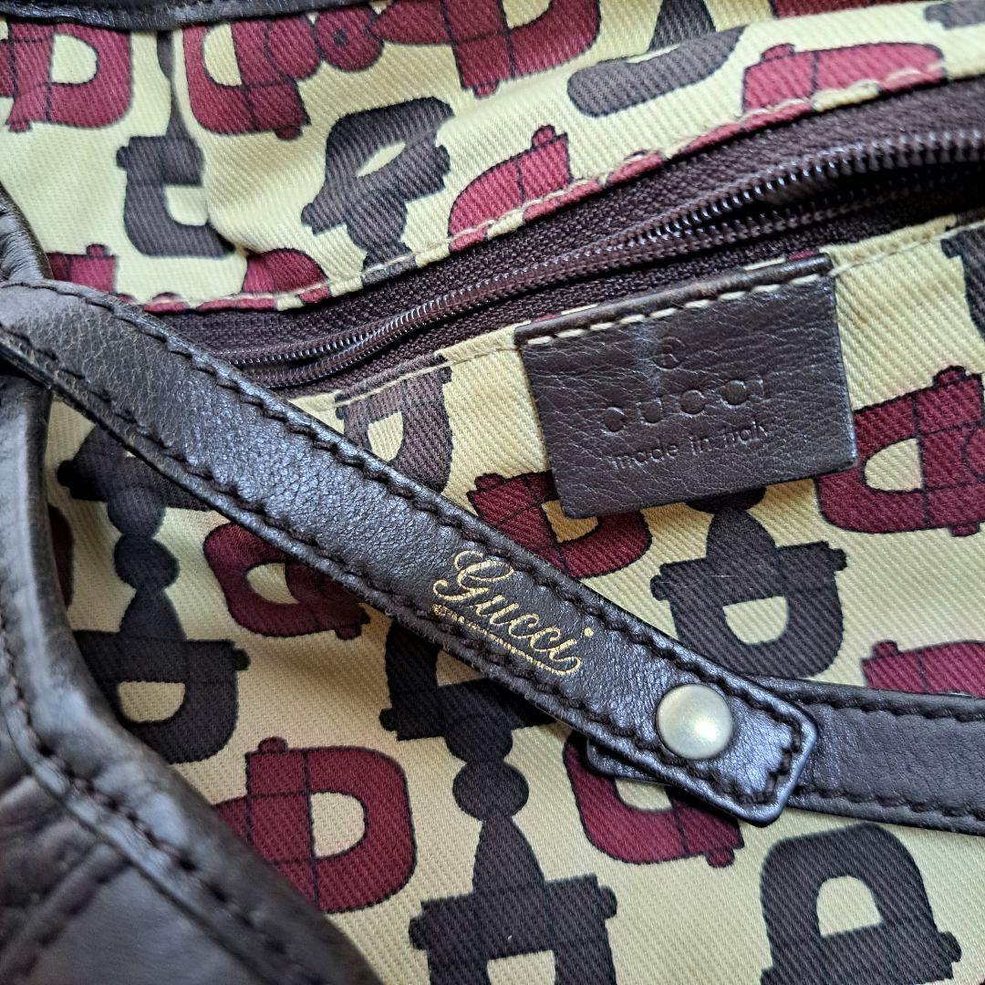 GUCCI】GG柄 アビー シマライン ハンドバッグ オールレザー