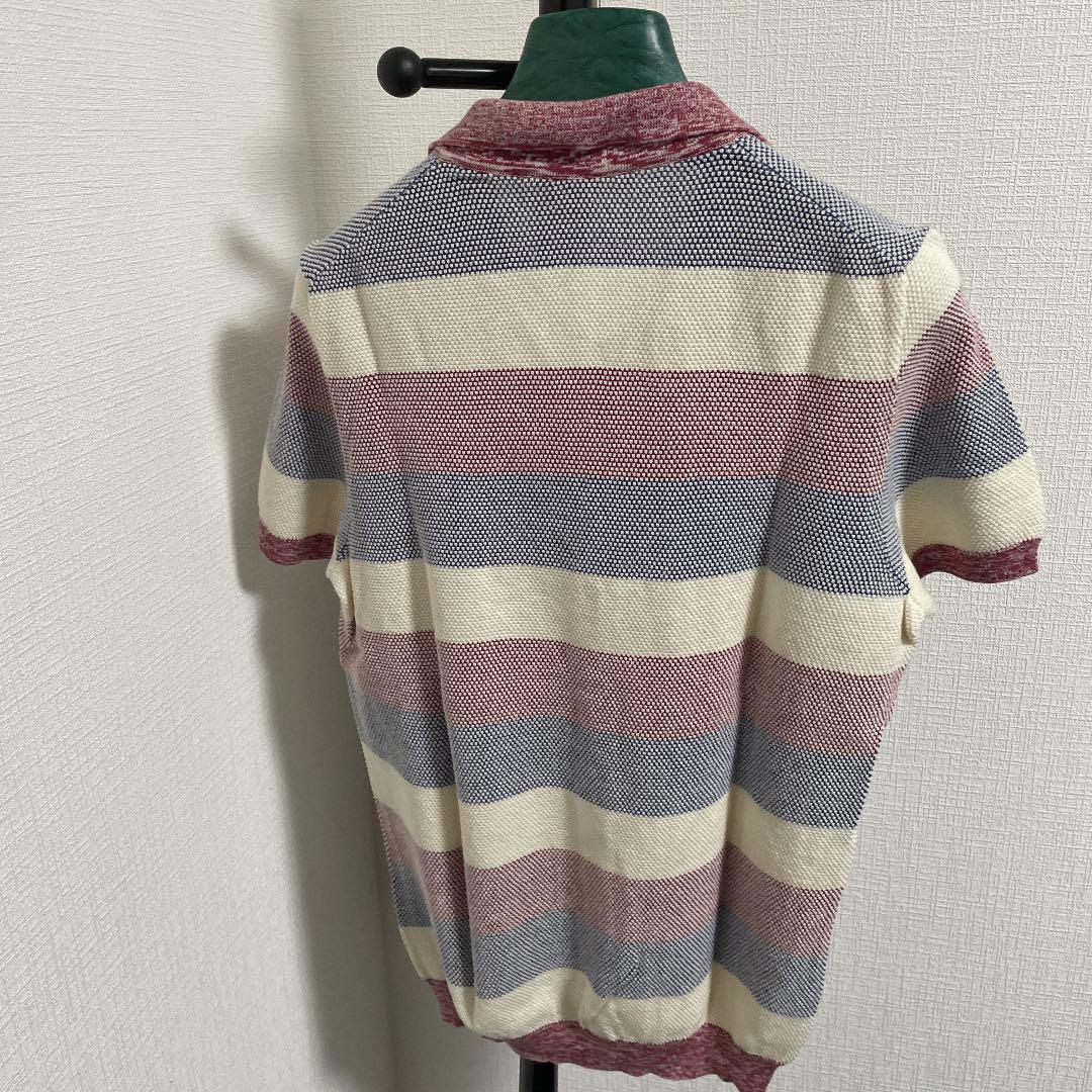 circolo ボーダー柄ニットポロシャツ
