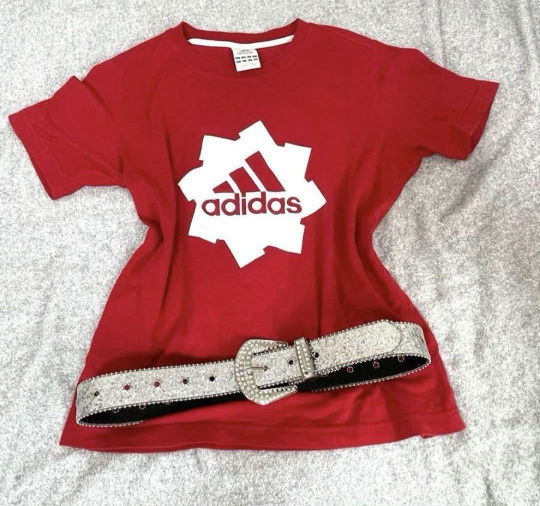 y2k】adidas アディダス ピチT 平成ギャル グランジ 赤 00s