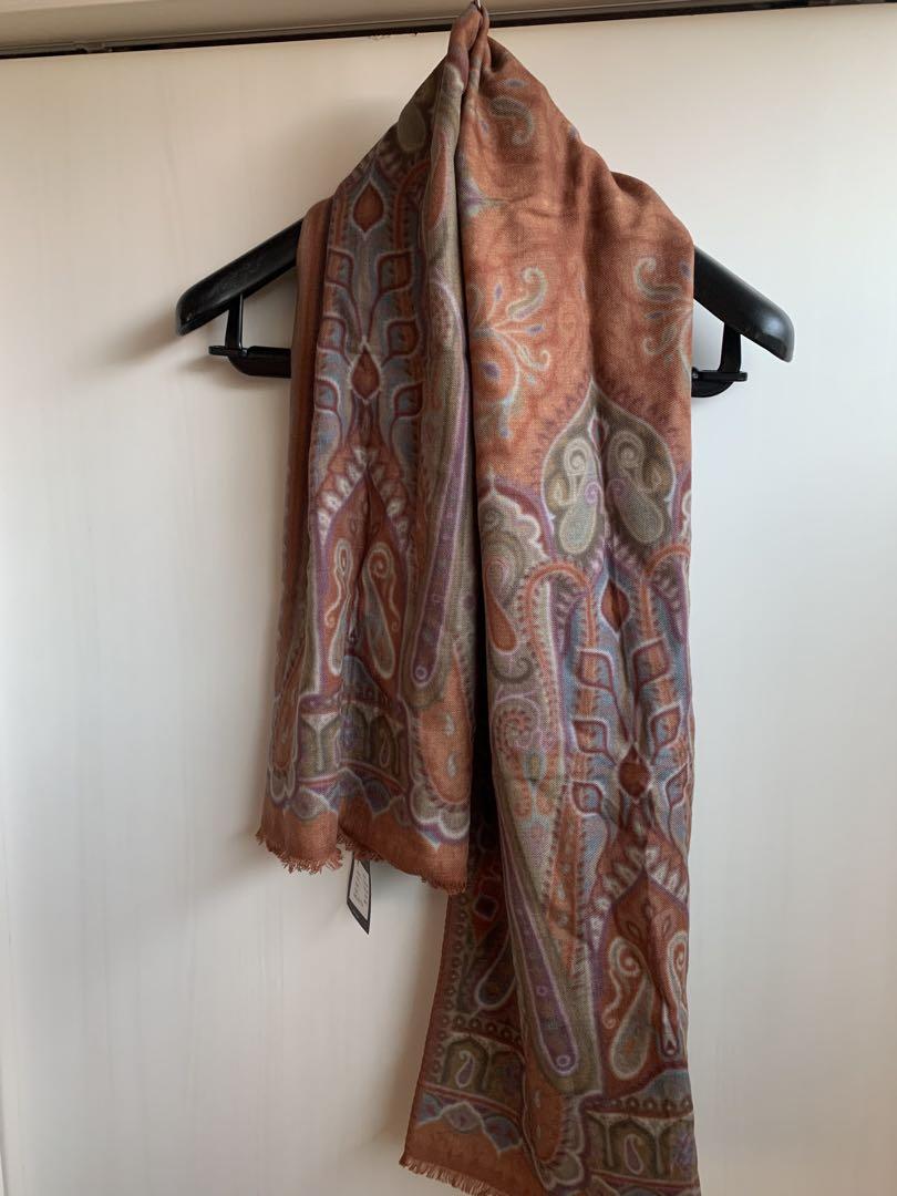エトロ　ウールマフラー　新品 ETRO ストール マフラー ブラウン