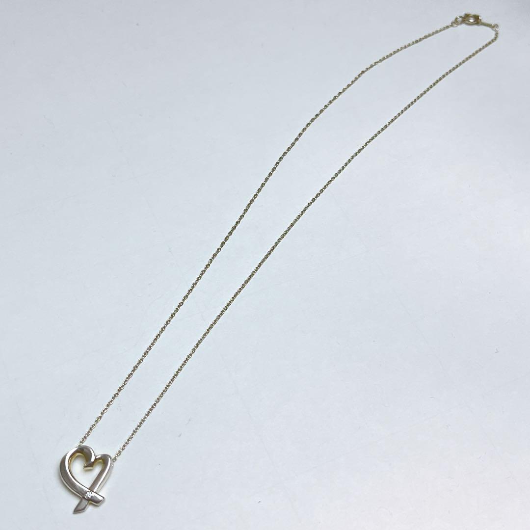 美品☆ティファニーラビングハート1Pダイヤネックレス シルバー925