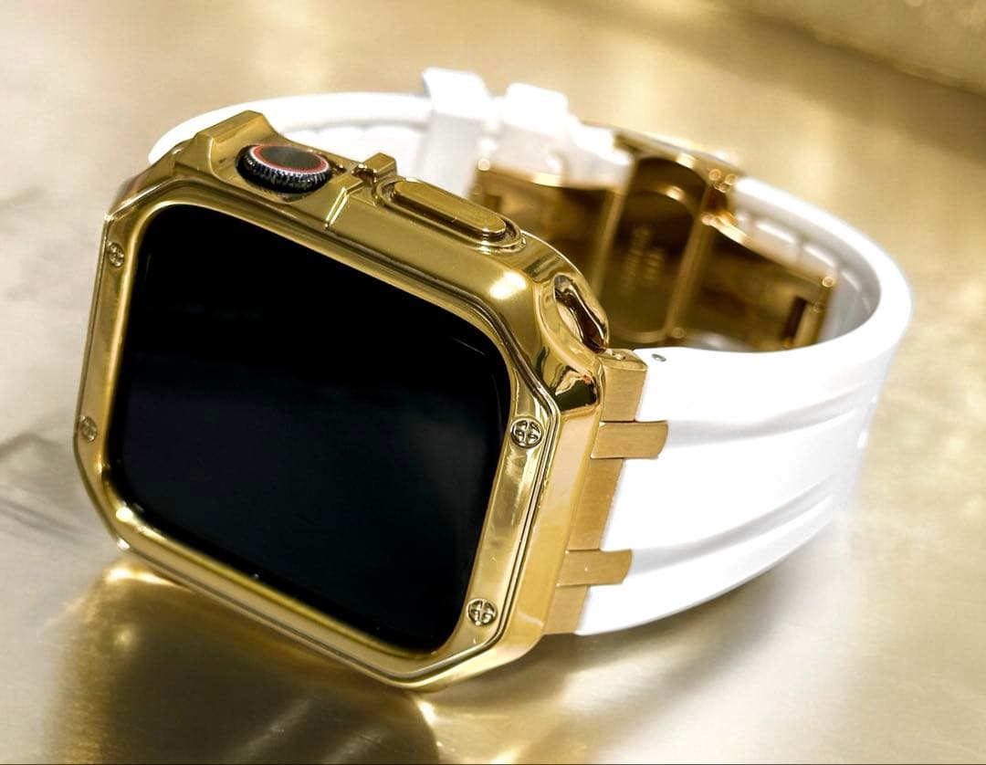 WG4★Apple Watchバンド　ラバーベルト　カバー　ケース　ステンレス