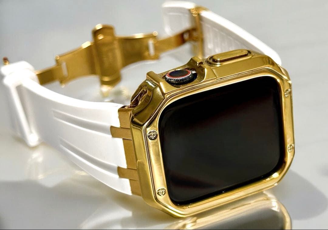 WG4★Apple Watchバンド　ラバーベルト　カバー　ケース　ステンレス