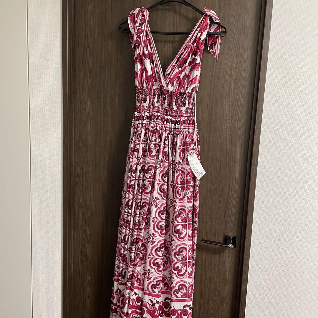 世界を買える 海外ブランド 極美品今期モデル ドルチェ＆ガッバーナDOLCE&GABBANA総柄マキシ ワンピース