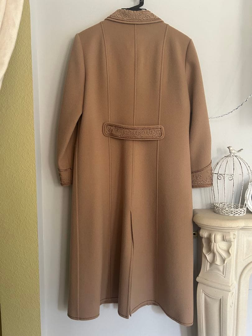 海外製くすみピンク刺繍コートリボン付き