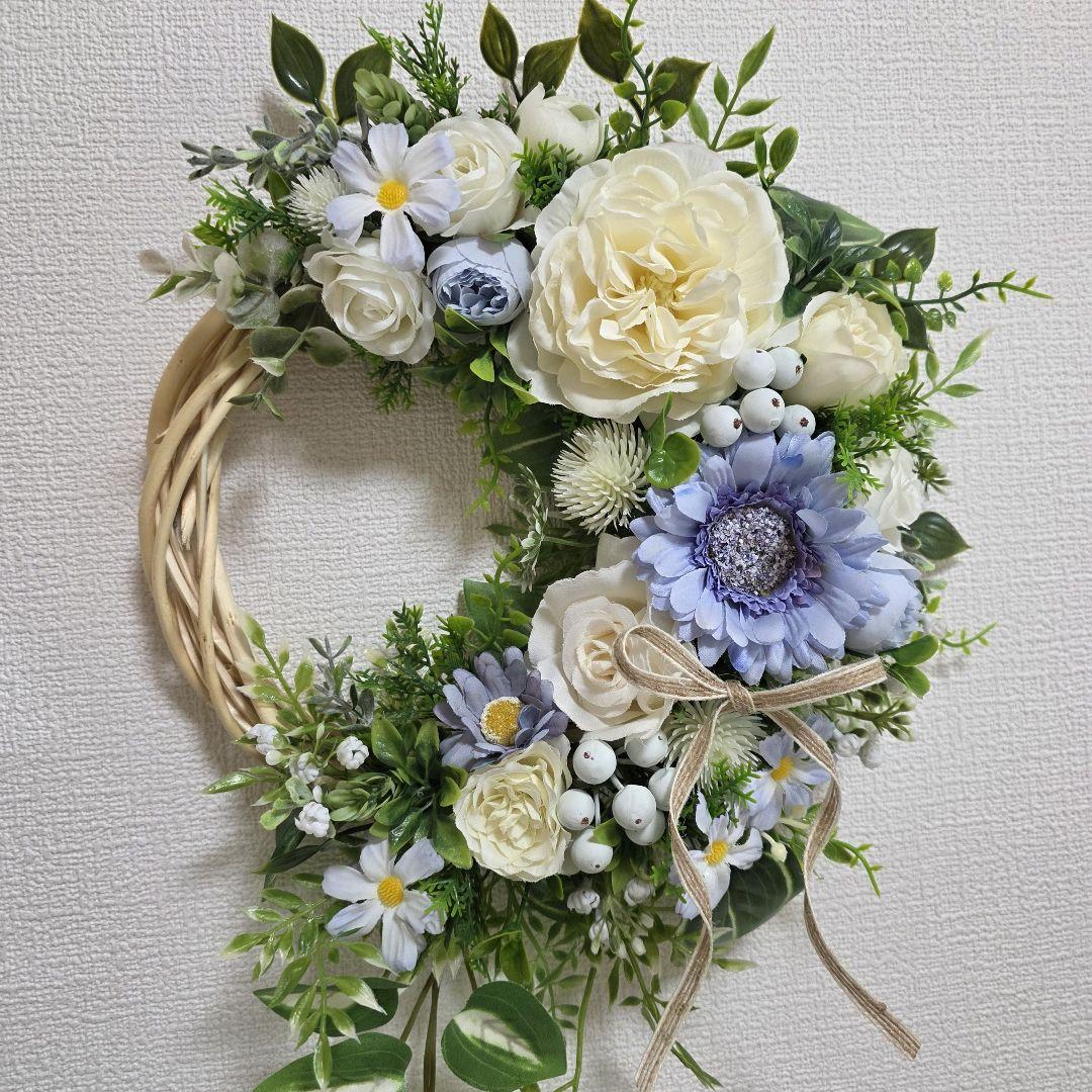 【専用】フラワーリース 風薫る10 咲き誇る花たち 玄関リース 造花