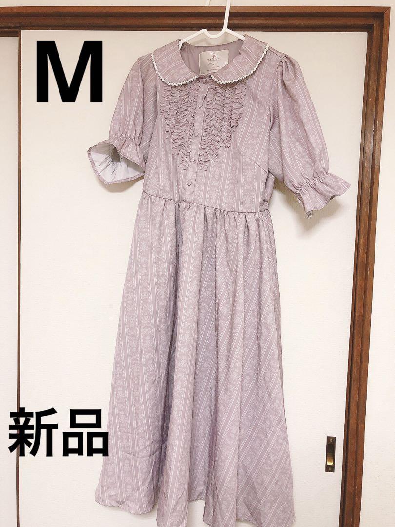 m petit 薄紫色 フリル付きロングワンピース