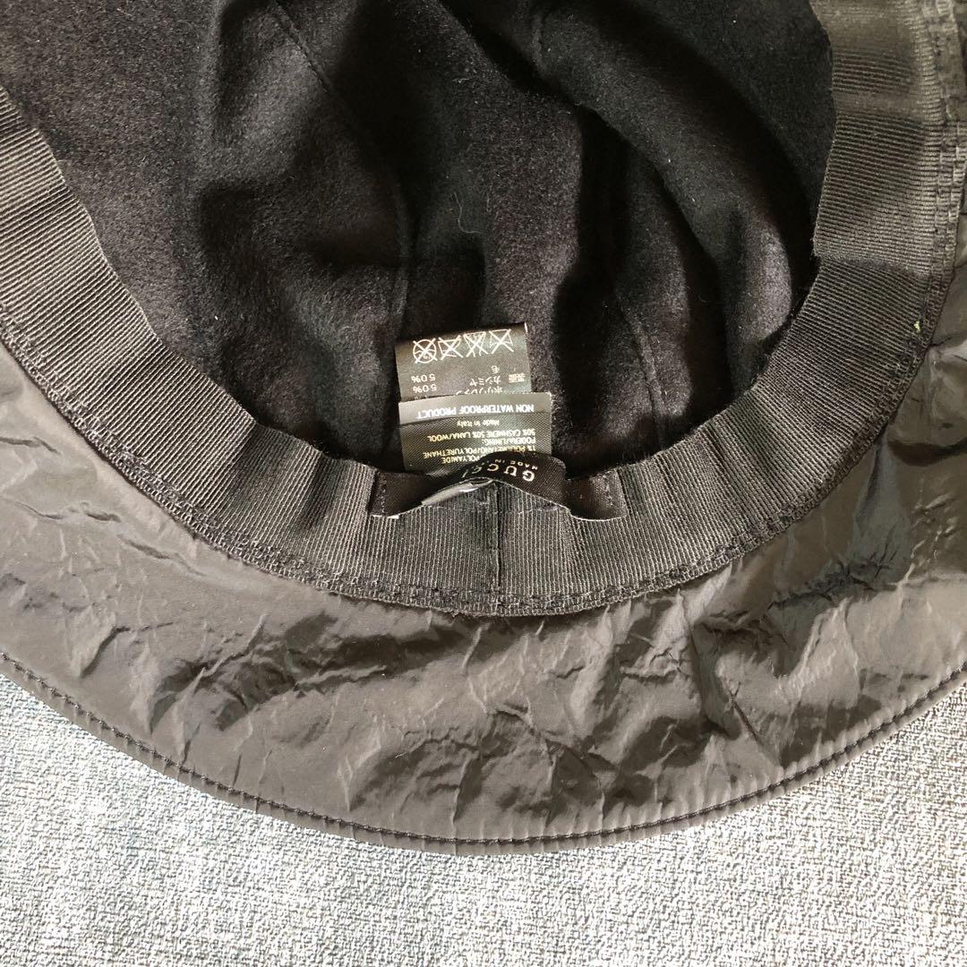 ☆美品☆ GUCCI グッチ バケット ハット カシミヤ ナイロン XL 黒