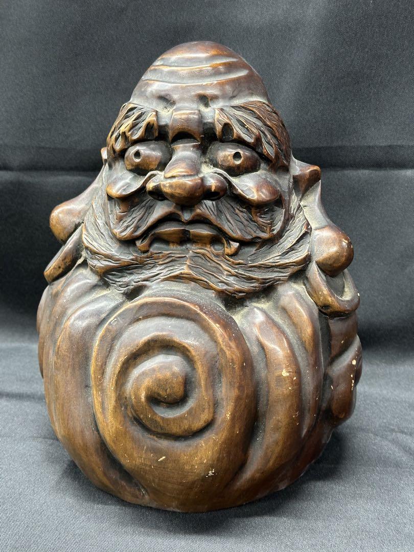 【レア現状品】達摩大師　ダルマ　だるま　縁起物　置物　木彫　木彫り