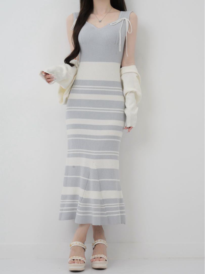 【完売品】Lumignon Riobonborder nermaid dress Lumignon Riobon border nermaid dress ブルー - メルカリ