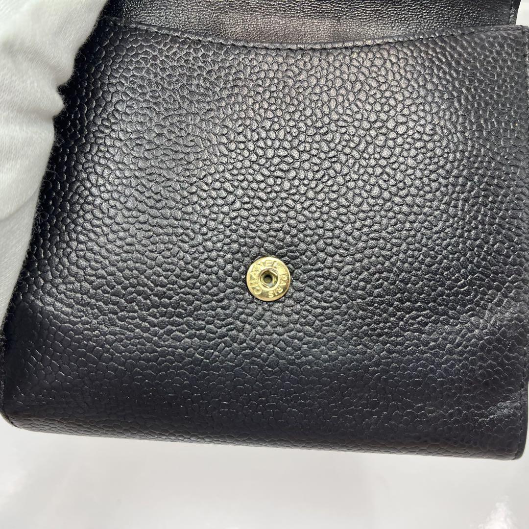 CHANEL シャネル 財布 Wホックウォレット コンパクト キャビア