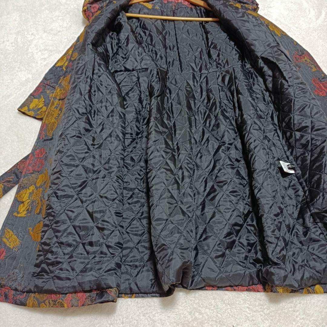 HANAHANA、花柄コート、ベルト付き、ショールカラー、総柄
