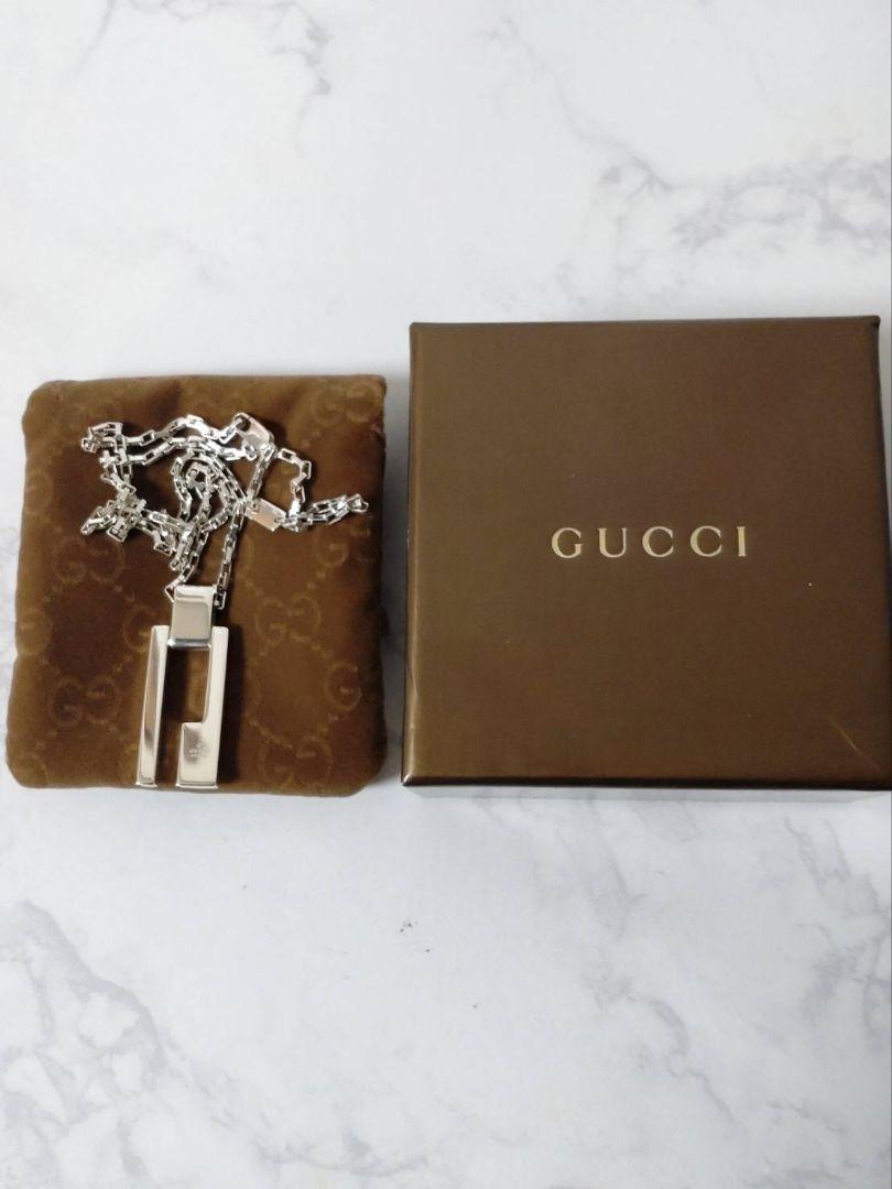 【美品】GUCCI Gロゴプレートネックレス シルバー925 付属箱&袋付き