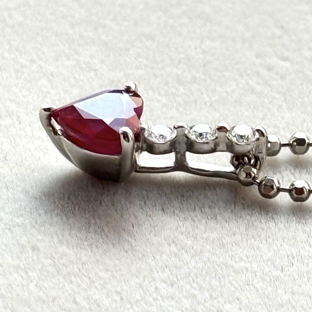 ルビー 1.18ct ダイヤモンド Pt900ハートデザインネックレス