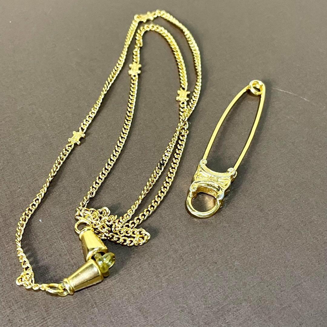 セリーヌ　CELINE グラスホルダー　セーフティピン　トリオンフ　ゴールド