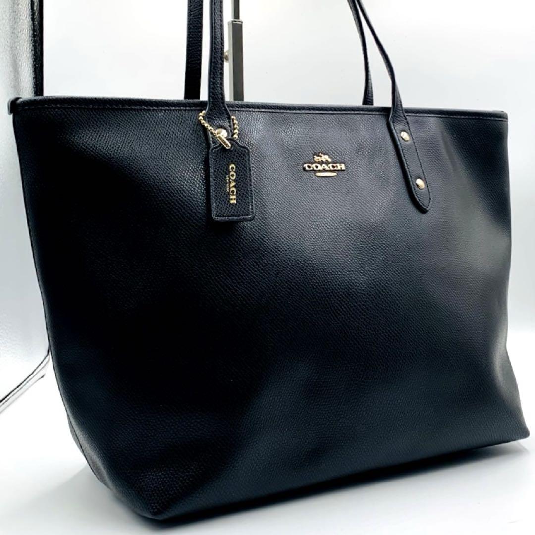 美品✨　コーチ　トートバック　レザー　ブラック　A4 ビジネスバッグ　19890 COACH コーチ トートバッグ ビジネスバッグ レザー 黒 A4 男女兼用