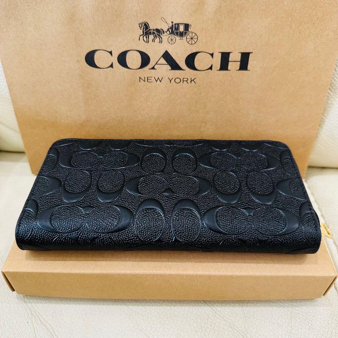 新品未使用 コーチ COACH F53834 長財布 ブラックシグネチャー