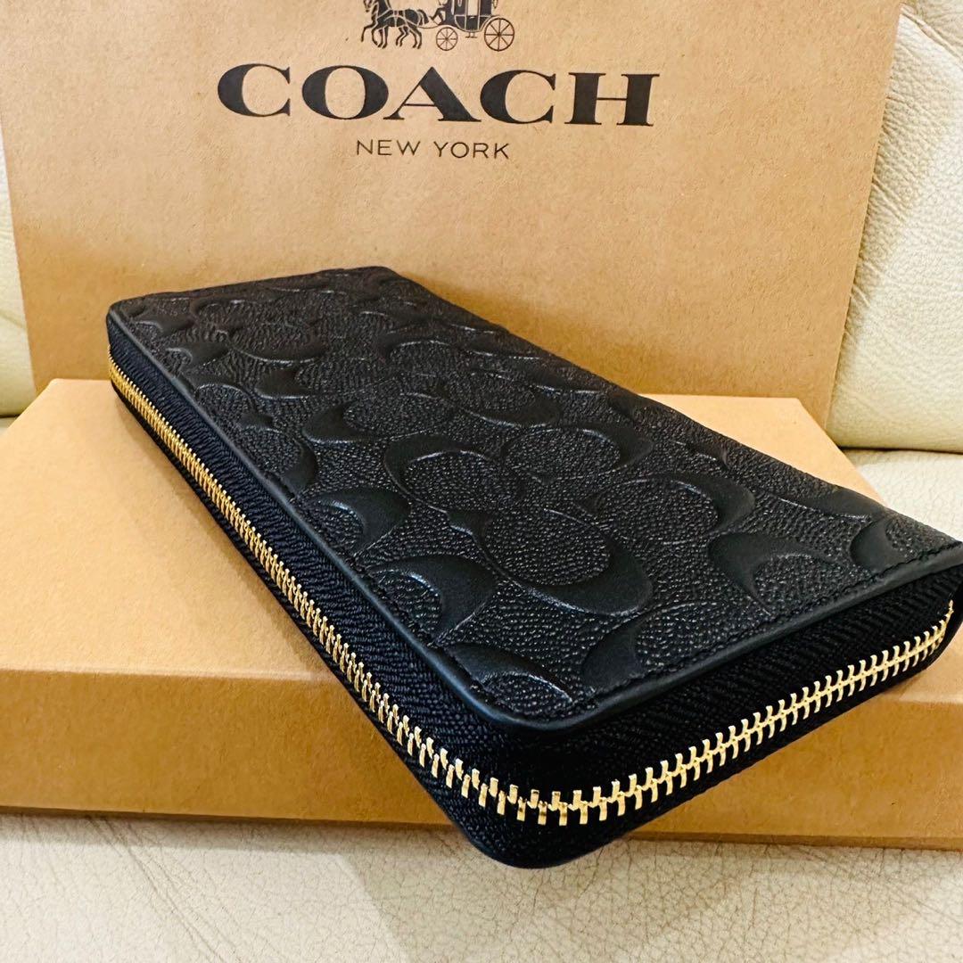新品未使用 コーチ COACH F53834 長財布 ブラックシグネチャー