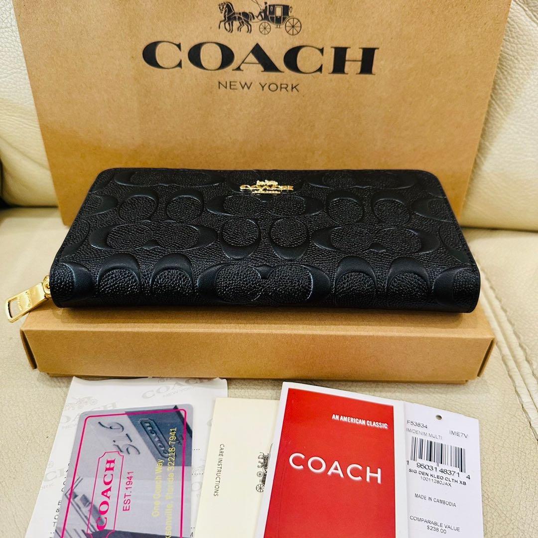 新品未使用 コーチ COACH F53834 長財布 ブラックシグネチャー