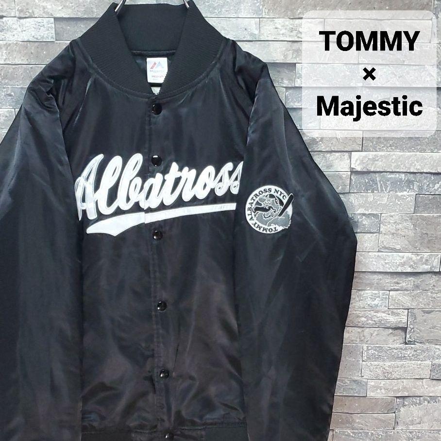 TOMMY × Majestic 中綿入り スタジャン コラボ 刺繍 古着 M TOMMY × Majestic 中綿入り スタジャン コラボ 刺繍 古着 M