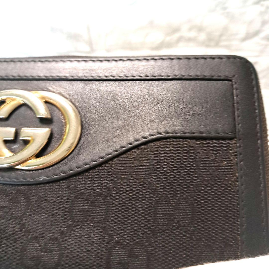 ✨️超美品✨️GUCCI グッチ 長財布 レザー キャンバス ラウンドファスナー